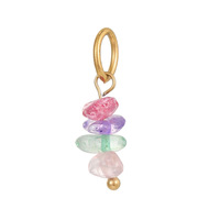 Pendentif Bohème DIY en Acier Inoxydable Multicolore avec Perles et Pierres Naturelles pour la Création de Bijoux Tendance
