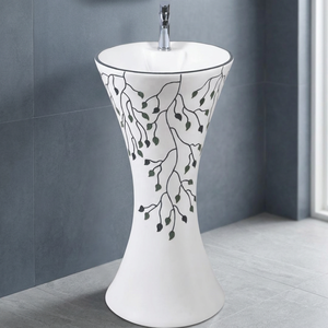 Factory Supplier Marble Bathroom One Piece Pedestal Sink Column Design Marble Wash Basin Pedestal FOB Price in Dubai - Product Image 1