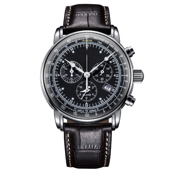 Classic Style Black Leather Strap Stainless Steel case Back PVD Plating Chronograph Designer Watches for Man