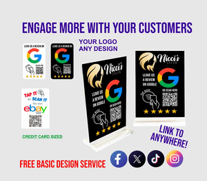 Exhibidor de Mesa Acrílico NFC Personalizado, Conexión por Sencillez de un Toque para Reseñas de <span class=keywords><strong>Google</strong></span>, Redes Sociales y Menús, Soporte de Código QR Colorido para Negocios - Product Image 1