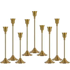 Wholesale Stick Holders Metal Electroplated Black And Gold Tall Taper Candle Holder For Weddings