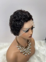 Perruque synthétique coupe Pixie SX-012 avec tresses frontales 13x4 et caractéristiques expressives, 100% cheveux humains