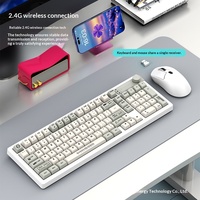 Clavier et souris sans fil personnalisés W1050, touches tricolores, Plug & Play, design ergonomique, stock disponible, double mode 2.4G, directement de l'usine.