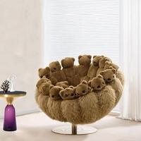 Chaise simple rotative décontractée de luxe italienne avec peluche ours en peluche Design de poupée adaptée au salon