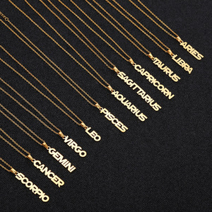 Collier personnalisé avec signe du zodiaque en acier inoxydable plaqué or 18K pour femmes, astrologie, 12 constellations, Horoscope, étoile - Product Image 1