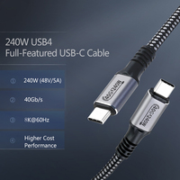Cable USB4 de 240 W y 40 Gbps, USB Tipo C a C, Thunderbolt 3, Cable de Datos, 48 V/5 A, 8K, 60 Hz, PD3.1, Carga Rápida, Cable USB C para MacBook, Cable USB4