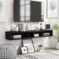 Meuble TV mural simple en bois, console de divertissement suspendue, support TV flottant