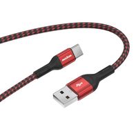 Cable de Datos USB Trenzado de Nailon Wopow WX08 Tipo-C 3A de Carga Rápida de 1.2m, Certificado CE, Garantía de 12 Meses, Negro y Rojo para Computadora
