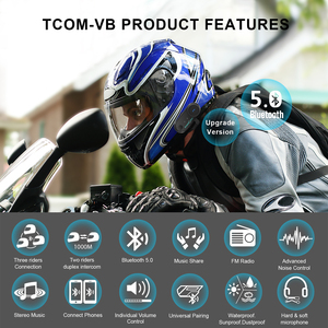 FreedConn CE <span class=keywords><strong>TOM</strong></span> VB Bluetooth 5,0 2-3 conductores 800M accesorios de motocicleta interfono hombres regalo para casco de motocicleta - Product Image 2