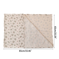 Couverture d'emmaillotage en coton pour bébé, motif floral et feuilles, en mousseline froissée, couverture de poussette pour nouveau-né