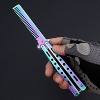 Couteau d'entraînement papillon Portable pliable CSGO Balisong formateur couteau à fléau de poche lame non coupée peigne papillon pour outil d'entraînement
