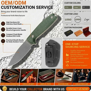 Couteau de chasse tactique à lame fixe pleine longueur en acier 8Cr13MoV avec manche en lin, logo personnalisé OEM, pour la survie en bushcraft, avec étui K - Product Image 3