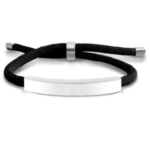 Bracciale in corda con incisione in metallo con barra vuota in acciaio inossidabile all'ingrosso per bracciale rigido con nome ID con Logo personalizzato amante - Product Image 6