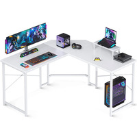 Bureau de jeu de haute qualité en forme de L, bureau d'étude informatique, table d'angle avec support d'écran amovible, bureau d'angle avec étagère