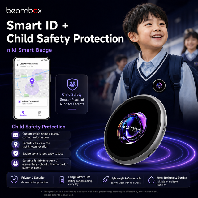 2026 New Trending Innovative Products AI Smart Electronic Badge Wearable Digital Display Air Tag Tracker for Kids Elder Pets