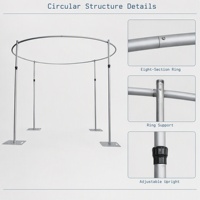 Support de toile de fond circulaire de 3 m de diamètre avec 4 montants et anneau à 8 sections réglable pour événements de mariage, cadre d'affichage OEM ODM