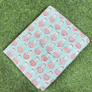 Tissu en voile de coton peigné non tissé Buti à carreaux bleu aqua, 44 pouces, fait main en Inde, respirant, doux et léger - Product Image 1