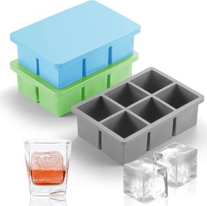 Grand bac à glaçons en silicone à 6 compartiments, moules à glaçons carrés écologiques pour whisky et cocktails, bac à glaçons avec couvercle - Product Image 4
