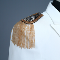 Vente en gros d'usine, costume de capitaine officier marin, blazer pour hommes, veste à franges et pompons, ensemble manteau + pantalon pour adultes, grande taille 4XL