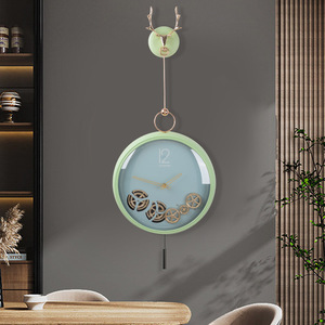 Modern Minimalist Wall Clock Round Milky Color Moving Gears Battery Powered Living Room Decor - Product Image 1