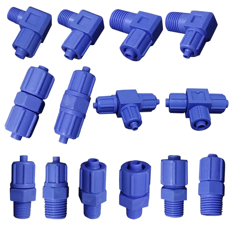 Matériau Joint de tuyau pour valve de distribution Connecteur de raccord de tuyau Coude Joint fileté Plastique 90 degrés Angle droit Joint bleu