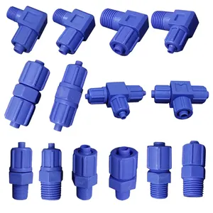 Material Pipe Joint for Dispensing Valve Pipe Fitting Connector Elbow Threaded Joint Plastic 90 degree Right Angle Blue Joint