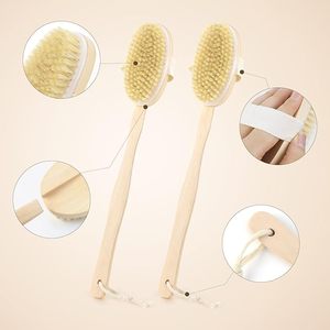 Sikat pemijat tubuh pegangan panjang dapat dilepas bulu kayu alami pengelupasan mandi punggung kering sikat tubuh spons <span class=keywords><strong>Loofah</strong></span> Sisal - Product Image 5
