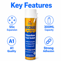 Adhésif mousse polyuréthane A12 300ml, expansion 55x, longueur de remplissage 30m, qualité A1, pistolet à mousse, double usage, pour l'étanchéité des joints de portes et fenêtres