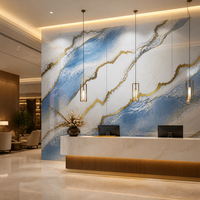 Panneau mural en marbre UV, aspect marbre PVC, panneau mural décoratif, surface brillante, revêtement mural pour salon, bureau, hôtel, intérieur
