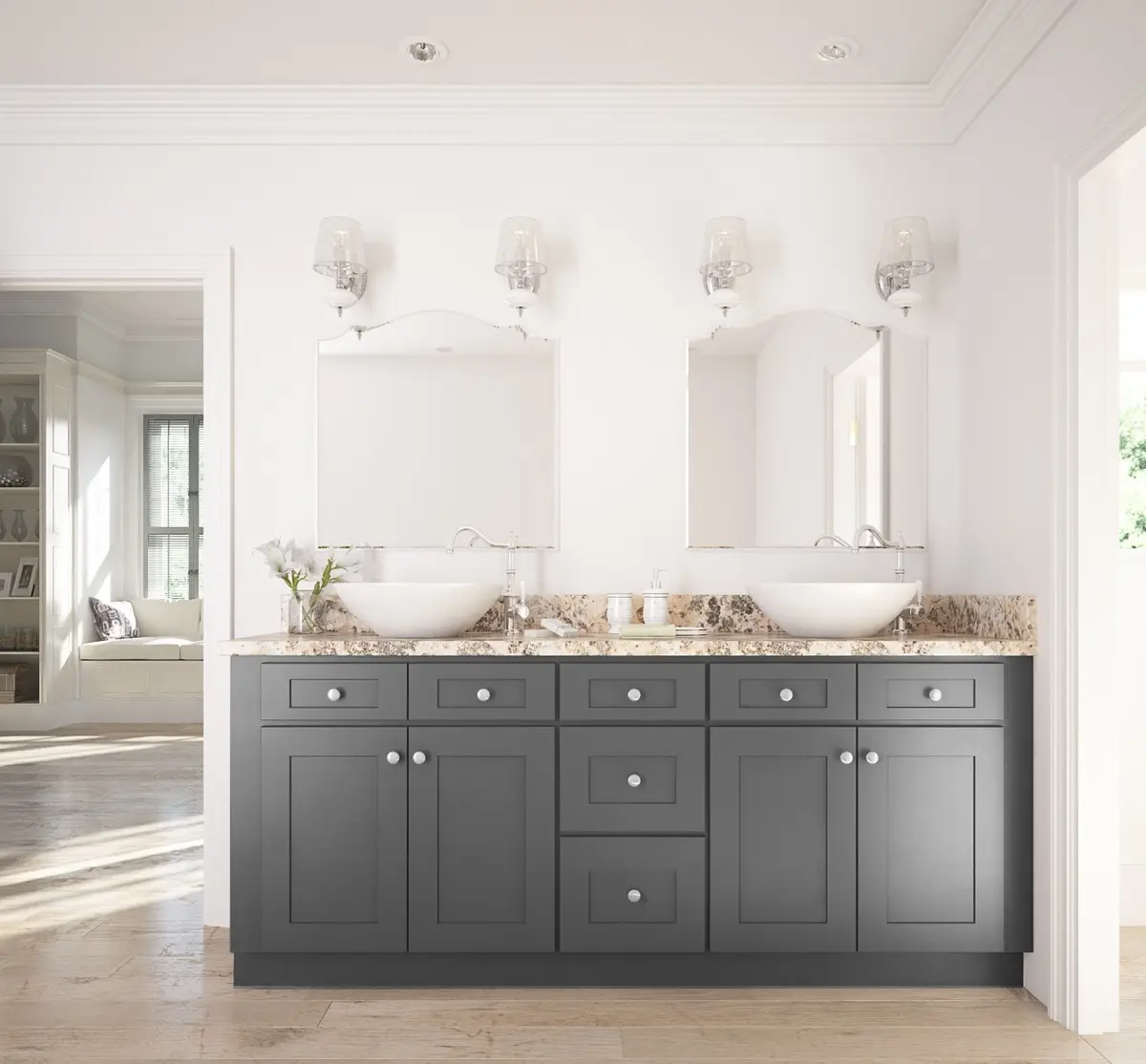 Factory supply modern high quality bathroom vanity cabinet design in gray