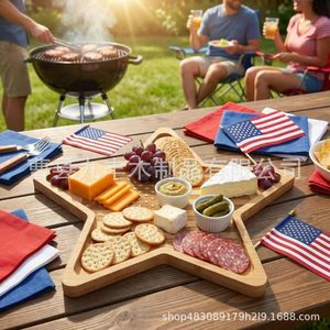 Bandeja de servir de madera con forma de estrella Jiufeng 669821, plato portátil para queso, frutas y embutidos para picnics al aire libre - Product Image 2