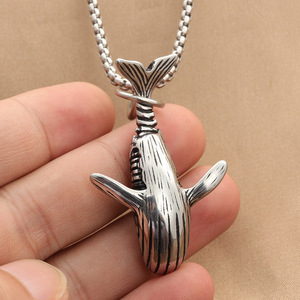 yunnique Stainless Steel Whale Pendant Necklace Men's Retro Animal Shape Fashion Jewelry Ocean Theme Geometric Design - Product Image 4