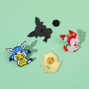 9 badges en métal émaillé peints, style cosplay Pikachu mignon, pour la décoration de sacs à dos et de vêtements - Product Image 3