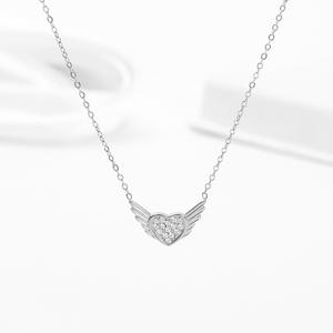 Hongtong, collares colgantes de joyería de moda para mujer de alta calidad con circonita brillante y ala en forma de corazón de acero inoxidable de alta calidad - Product Image 2
