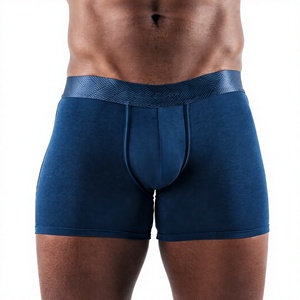 <b>Mens</b> Plus Size Spandex <b>Bamboo</b> Fiber <b>Boxer</b> Briefs Anti Static Breathable Knitted Fabric Solid Pattern Classic Rise Waist Logo Top - Product Image 4