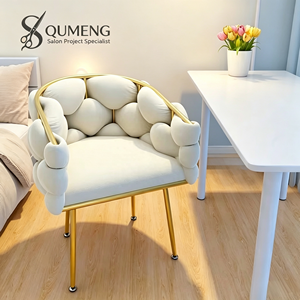 Fauteuil de salon Z Nordic Luxury Home Furniture en tissu velours vert avec pieds en acier inoxydable doré, chaise de salle à manger de loisirs - Product Image 1