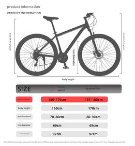 Vélo de montagne pour adultes en alliage d'aluminium avec <span class=keywords><strong>suspension</strong></span> de fourche Roues de 24 pouces Frein à disque double 27 vitesses Cadre rigide tout-terrain - Product Image 6