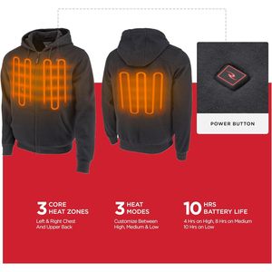 Sweat à capuche chauffant personnalisé pour homme, en polaire, avec fermeture éclair et éléments chauffants sur le devant et le dos, vêtement coupe-vent pour temps froid - Product Image 3
