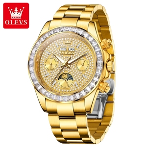 Drop Shipping OLEVS Luxury <b>Automatic</b> Mechanical Men Watch Moon Phase Diamond Dial Waterproof <b>Wristwatch</b> Luminous Calendar Week - Product Image 5