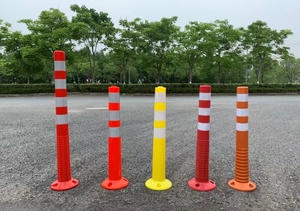 Poste delineador Flexible de seguridad vial, reflector blanco, bolardo de estacionamiento de plástico con valla de PU, producto de advertencia de carretera de primavera - Product Image 3