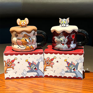 Tazza in Ceramica <span class=keywords><strong>Tom</strong></span> e <span class=keywords><strong>Jerry</strong></span> con Cannuccia e Coperchio in PP, Bicchiere per Bambini, per Ufficio, Casa e Regalo - Product Image 6