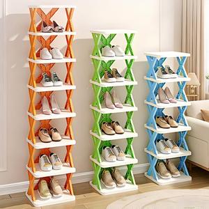 Étagère à chaussures verticale étroite, tour de rangement compacte empilable pour espaces restreints, étagères d'angle en plastique pour entrée, chambre à coucher - Product Image 2
