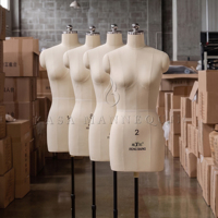 Maniquí europeo de medio cuerpo para costura con base con ruedas, forma de maniquí de lona con clavijas para estudio de diseñadores de moda