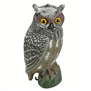 Souris d'attraction solaire pour chasse, modèle hibou, en plastique léger, yeux jaunes, plumes écaillées, durable, pour extérieur, accessoire de dissuasion - Product Image 3