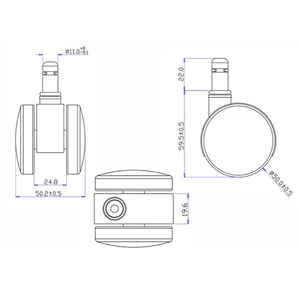 Roue pivotante universelle en nylon noir de 2 pouces (50 mm) avec roulement électroplaqué 11*22 mm pour étagère de rangement réglable - Product Image 3