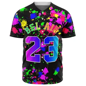 Dropshipping Fancy Bel Air Baseball Jersey Stylish 90s Hip Hop Clothing Male Sports Shirts Low Price Wholesale Baseball Shirt