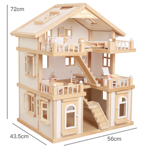 Casa de Muñecas de Madera Maciza de Tres Pisos, Juguete DIY para Educación Temprana, Juego de Roles de Príncipe y Princesa, Casa de Juegos para Niños de 3 a 6 Años - Product Image 4