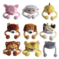 Chapeaux à tête d'animal en peluche mignon OEM/ODM Chapeaux d'hiver en peluche pour enfants cochon lion ours tigre