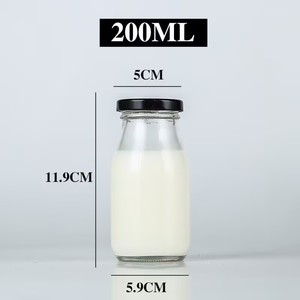 L Wholesale Sale Transparent Glass <strong>Milk</strong> Bottles Various Sizes <strong>200ml</strong> 250ml 300ml 500ml 1000ml Screw Shape Tequila Cork - Product Image 4