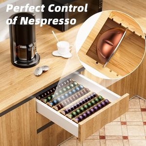 Insert de tiroir en bambou sincère pour comptoir <span class=keywords><strong>Nespresso</strong></span> Vertuo Vertuoline Capsules support de stockage de dosettes de café pour assiettes à vaisselle à la maison - Product Image 3